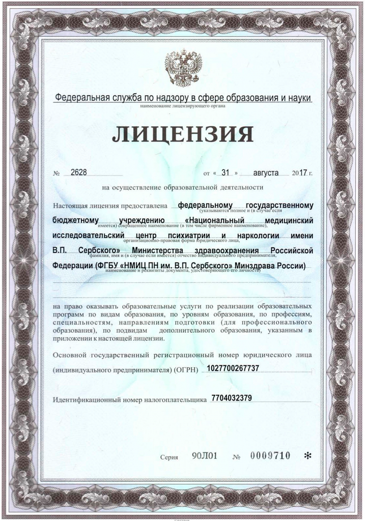 Образец лицензии на дипломную работу